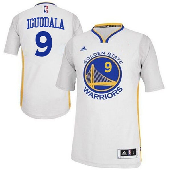 Men's  Warriors #9 Andre Iguodala White Sleeves Jersey