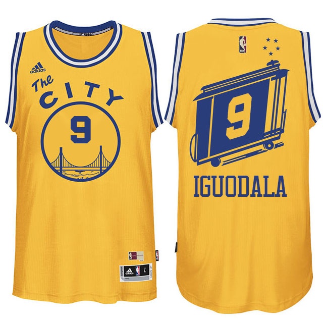 Men's  Andre Iguodala Warriors #9 the city Swingman Gold Performance Jersey