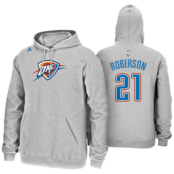 Men's  Andre Roberson Oklahoma City Thunder Name and Number Pullover Hoodie Gray Pullover Hoodie