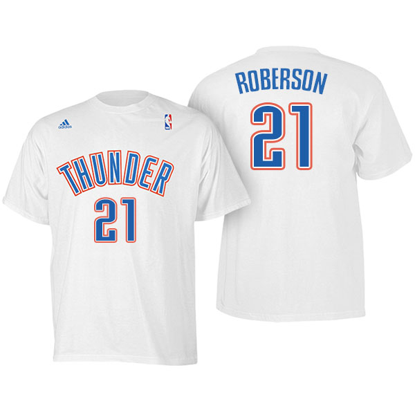 Men's  Andre Roberson Oklahoma City Thunder Adidas Net Number White T-shirt