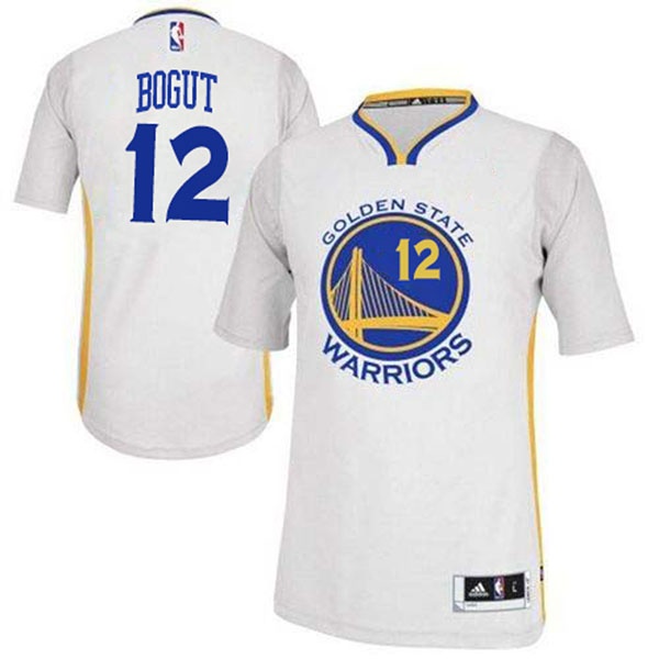 Men's  Warriors #12 Andrew Bogut Home White Sleeves Jersey