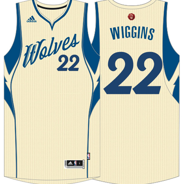 Men's  Andrew Wiggins Cream 2015 Christmas Day Day Cream Jersey