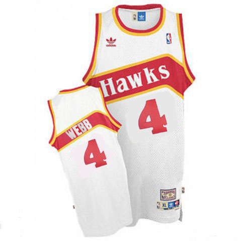 Men's  Spud Webb Atlanta Hawks #4 Soul White Swingman Jersey