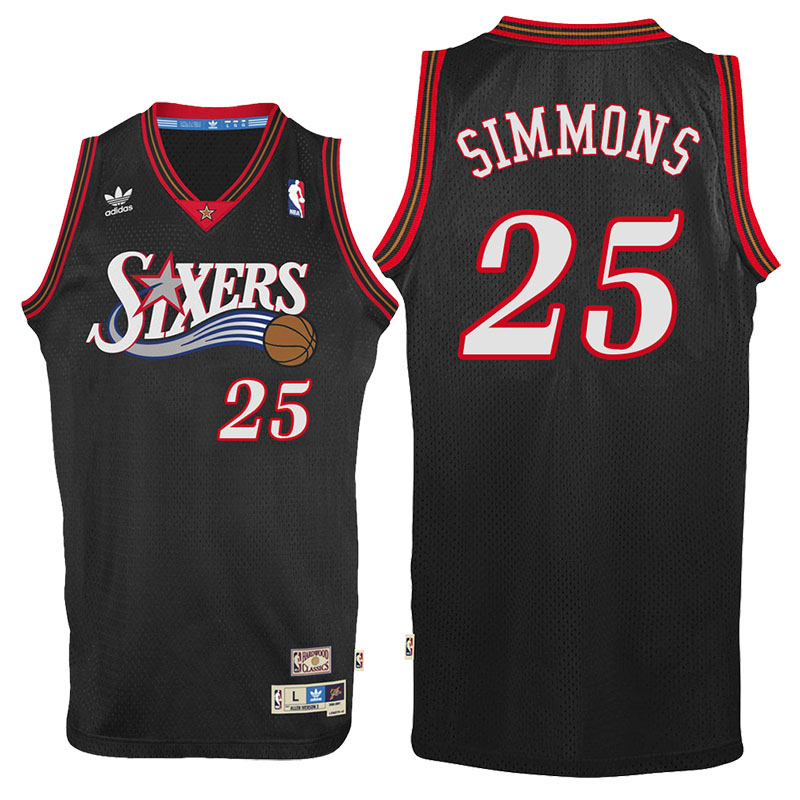 Men's  Philadelphia 76ers# 25 Ben Simmons Throwback Black Jersey