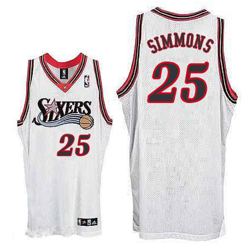 Men's  Philadelphia 76ers# 25 Ben Simmons Throwback White Jersey