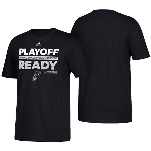 Men's  San Antonio Spurs Adidas Black 2017 NBA playoffs Southwest Division Champions Locker Room Ready Black T-shirt