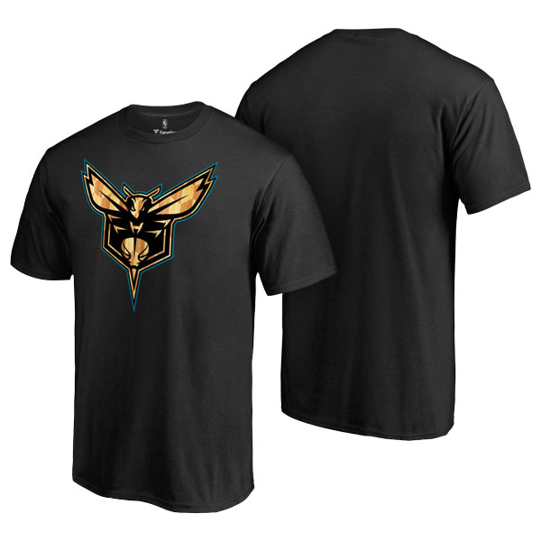 Men's  Charlotte Hornets Hardwood Black T-shirt