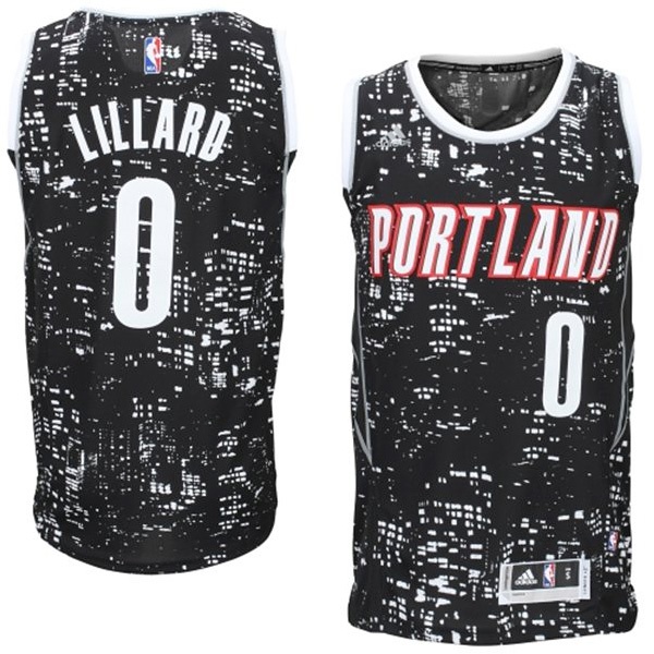 Men's  Blazers #0 Damian Lillard City Lights Swingman Jersey Black