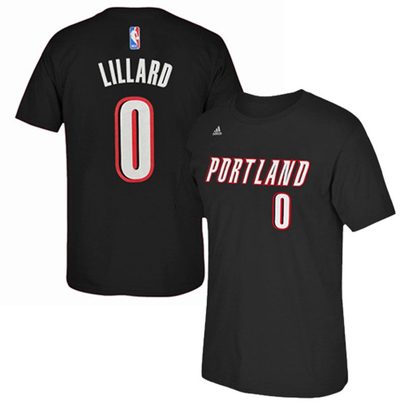 Men's  Blazers #0 Damian Lillard Road T-shirt Black