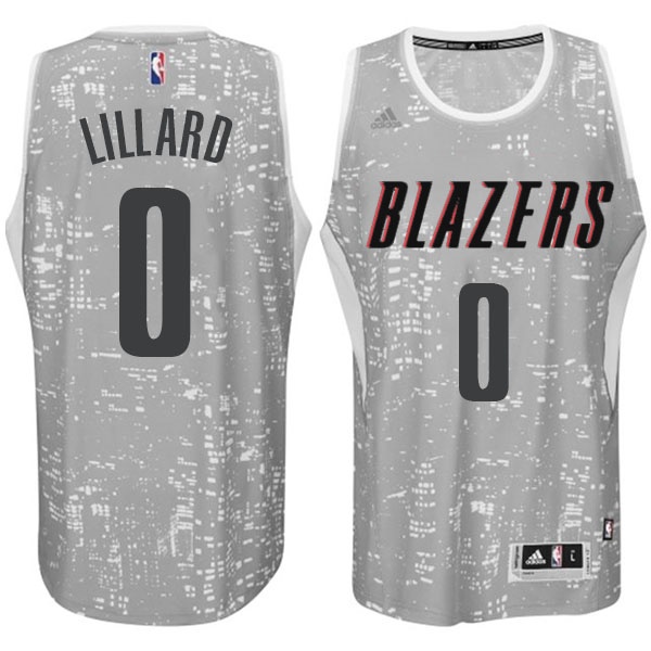 Men's  Portland Trail Blazers #0 Damian Lillard City Jersey Light Grey