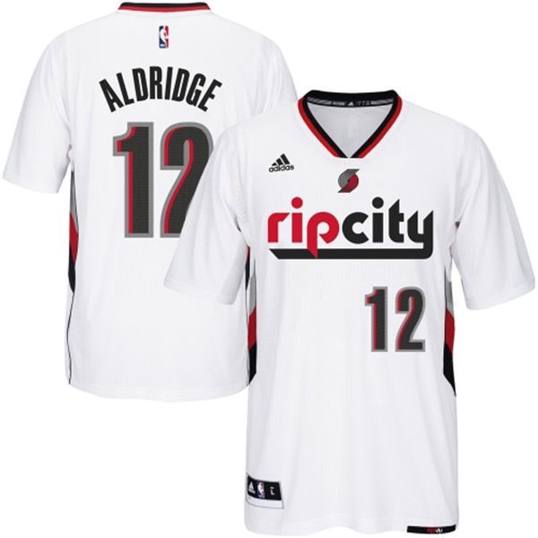 Men's  LaMarcus Aldridge Rip City White Sleeves Jersey