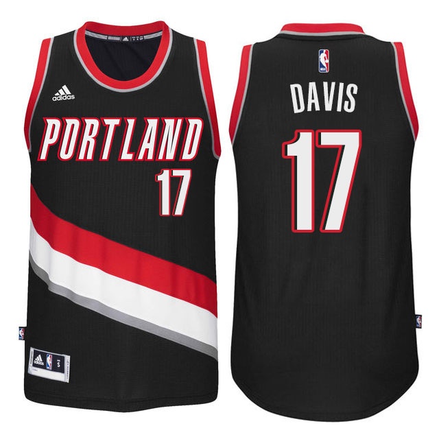 Men's  Blazers #17 Ed Davis New Swingman Road Jersey Black