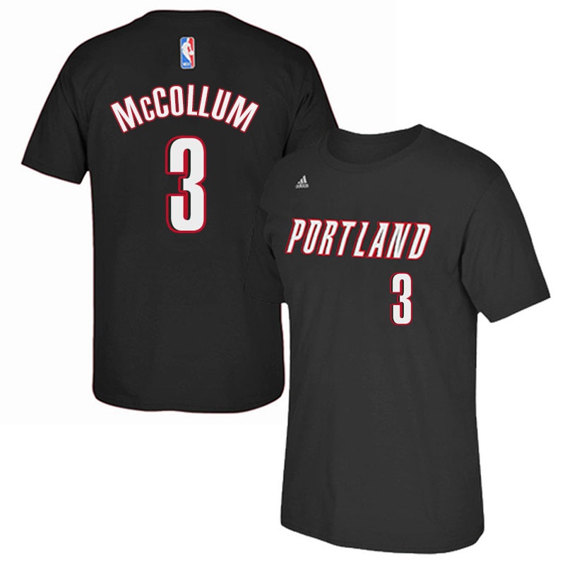 Men's  Blazers #3 C.J. McCollum Road T-shirt Black