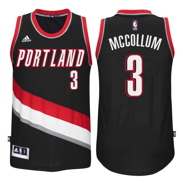 Men's  Blazers #3 C.J. McCollum New Swingman Road Jersey Black