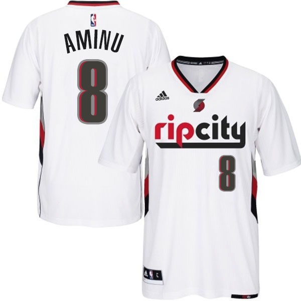 Men's  Blazers #8 Al-Farouq Aminu Rip City Pride Sleeved Jersey white