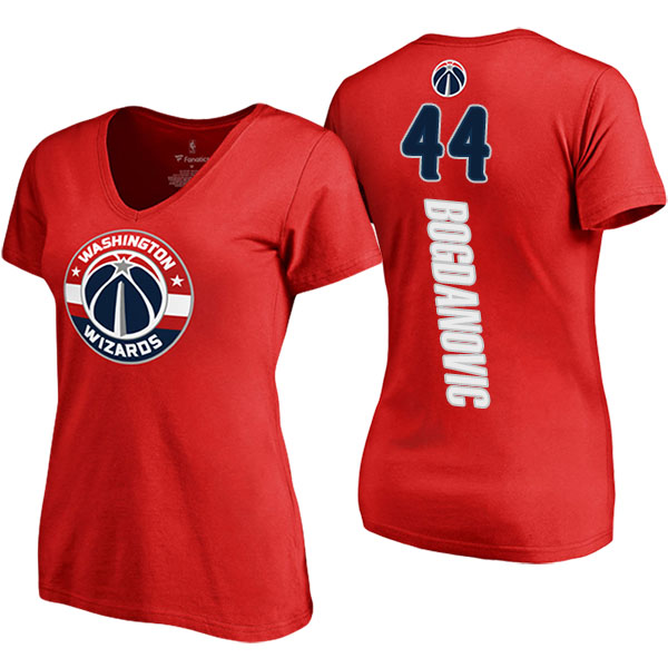 Women's Bojan Bogdanovic Washington Wizards Backer V-Neck Red T-shirt