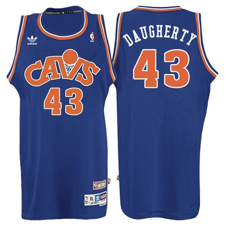 Men's Brad Daugherty Cleveland Cavaliers #43 Retired Player Blue Hardwood Classic Swingman Jersey