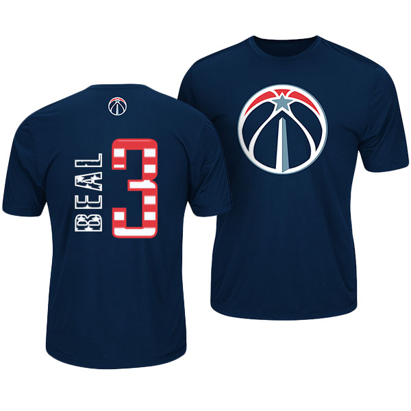 Men's  Bradley Beal Washington Wizards Stars Stripes Name and Number Navy T-shirt