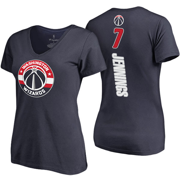 Women's Brandon Jennings Washington Wizards Backer V-Neck Navy T-shirt