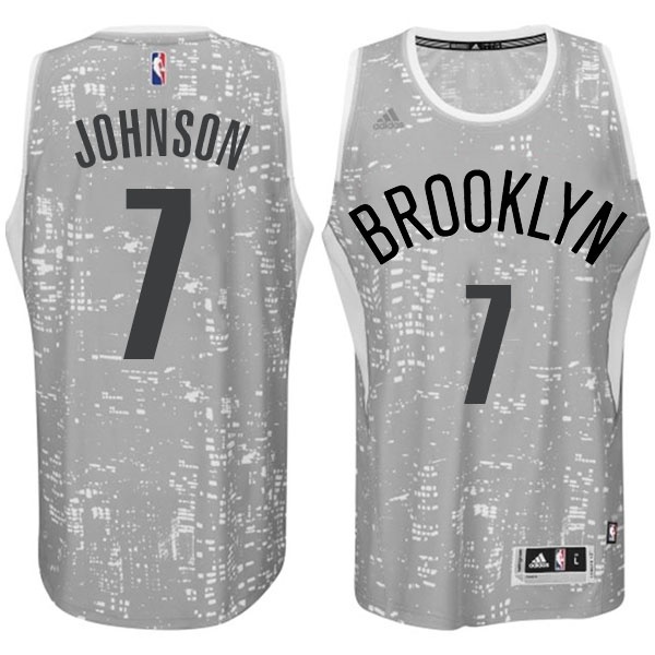 Men's  Brooklyn Nets #7 Joe Johnson City Jersey Light Grey