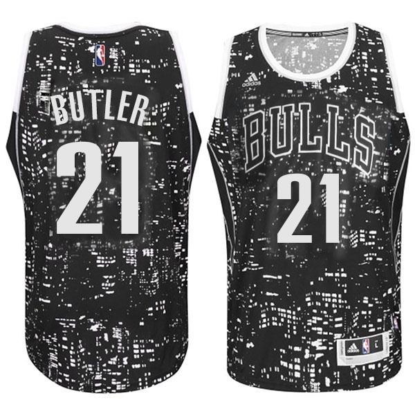 Men's  Chicago Bulls #21 Jimmy Butler City Lights Jersey Black