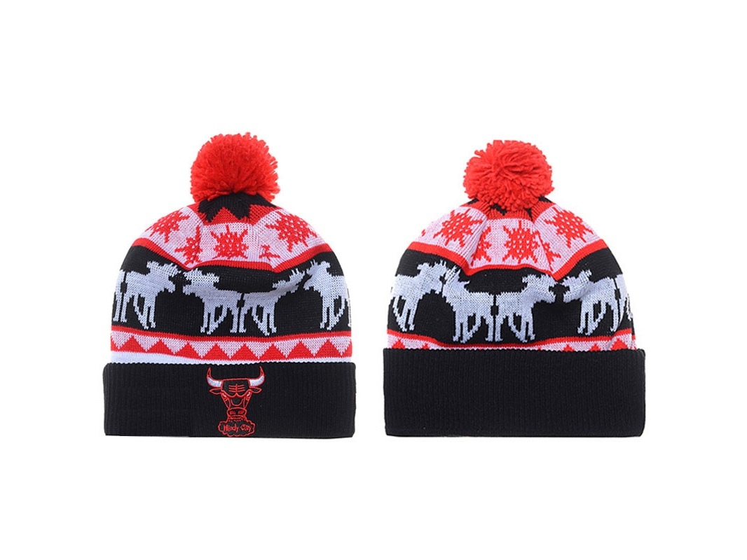 Bulls 2016 Christmas Day Red Knit Hat With Pom