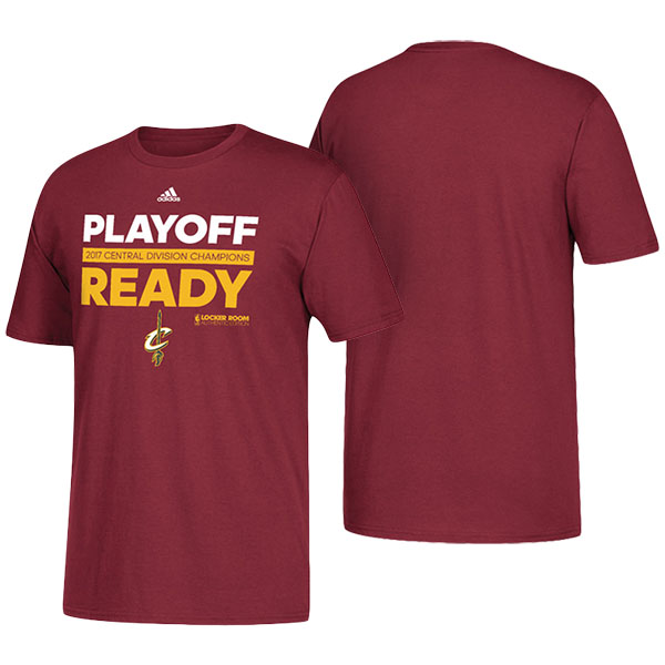 Men's  Cleveland Cavaliers Adidas 2017 NBA Playoffs Central Division Champions Ready Locker Room Burgundy T-shirt