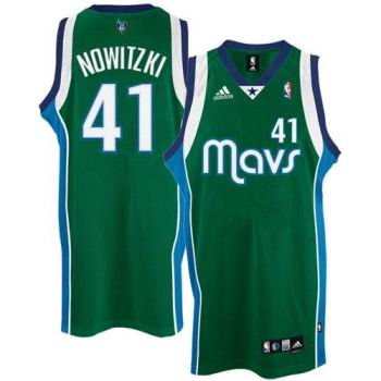 Men's  Dallas Mavericks #41 Dirk Nowitzki Alternat Green jersey