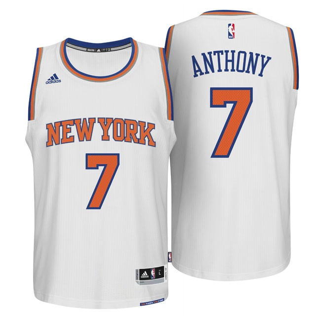 Men's  New York Knicks #7 Carmelo Anthony 2014-15 White Jersey