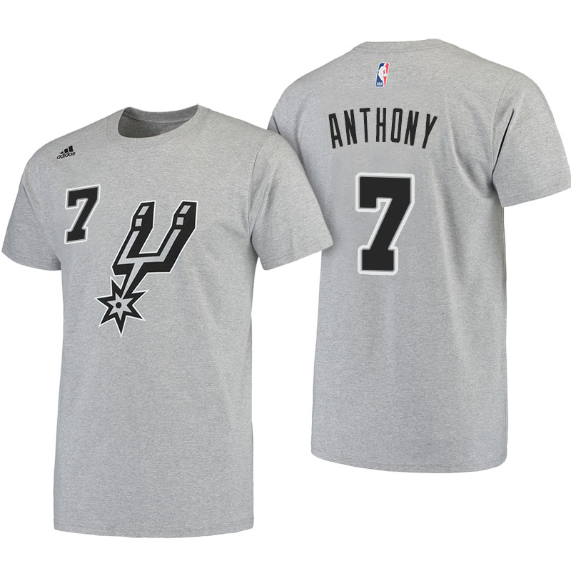 Men's  Carmelo Anthony San Antonio Spurs Gray T-shirt