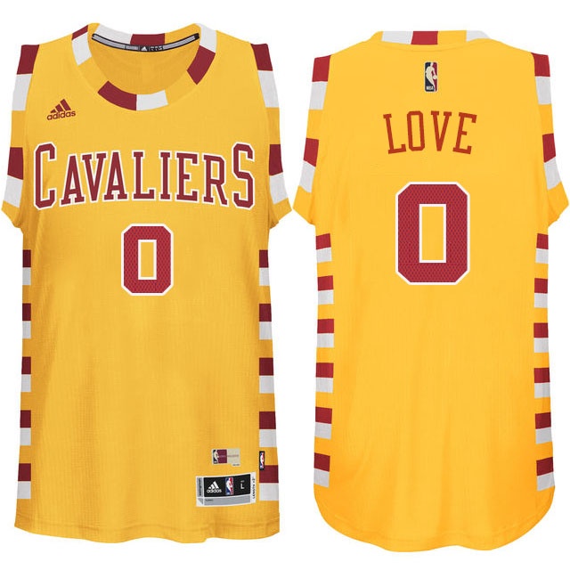 Men's  Cavaliers #0 Kevin Love Hardwood Classic Jersey Gold