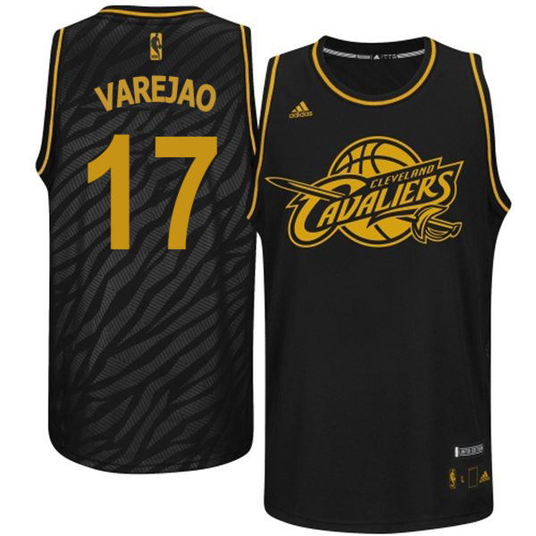 Men's  Cavaliers #17 Anderson Varejao Precious Metals Black Jersey