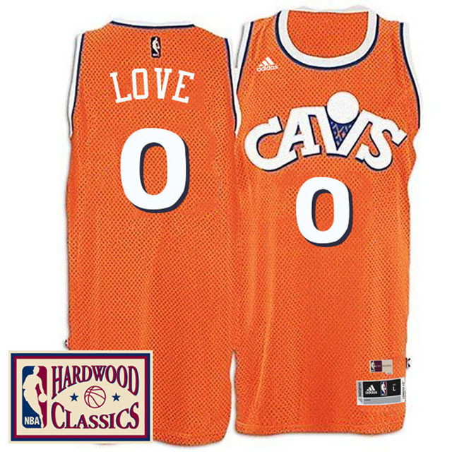 Men's 2016-17 Season Cleveland Cavaliers #0 Hardwood Classics Throwback Orange Jersey Kevin Love