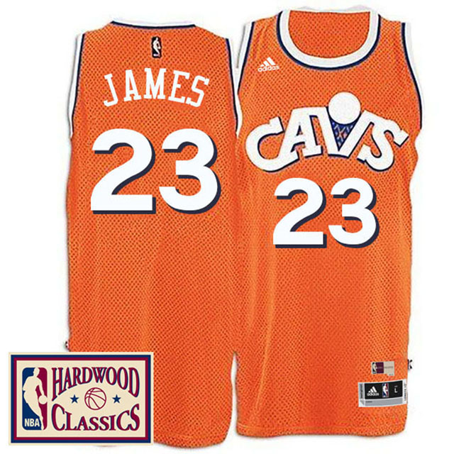 Men's 2016-17 Season Cleveland Cavaliers #23 Hardwood Classics Throwback Orange Jersey LeBron James