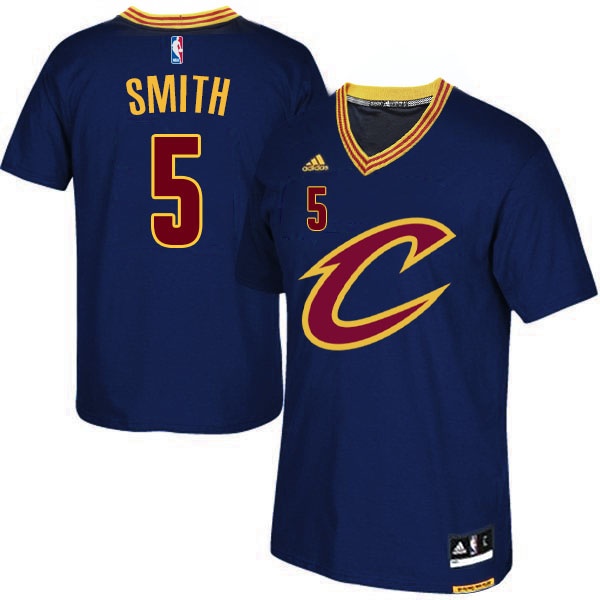 Men's  2015-16 Cavaliers #5 J.R. Smith Short Sleeves Jersey Navy