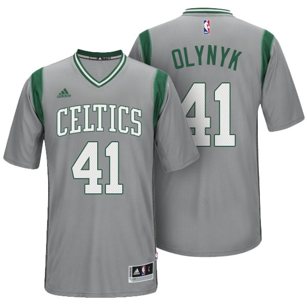 Men's  Celtics Kelly Olynyk Parquet Pride New Swingman Jersey Grey