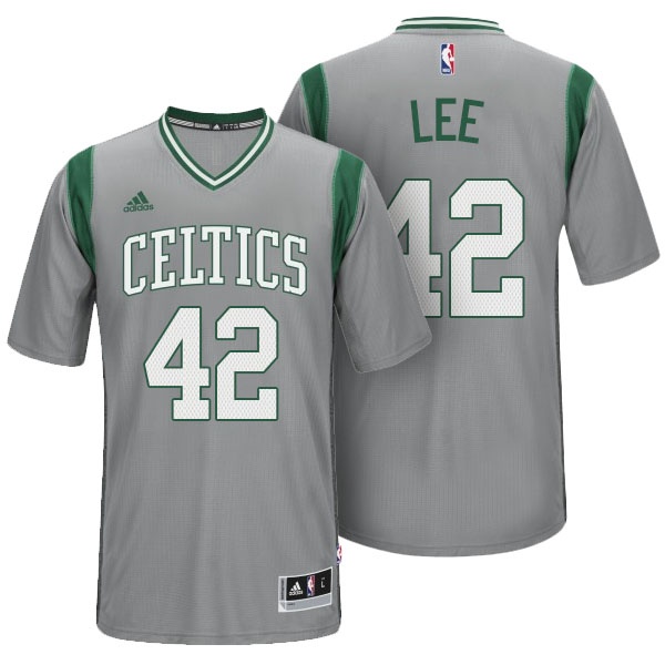 Men's  Celtics David Lee Parquet Pride New Swingman Jersey Grey