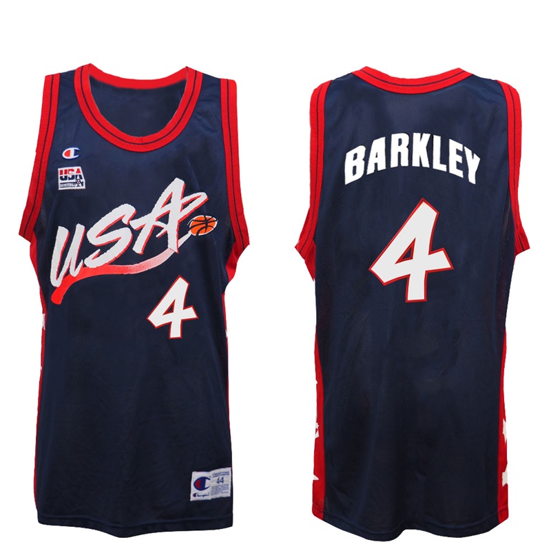 Men's Charles Barkley 1996 Atalanta Olympics USA Dream Team Navy Jersey