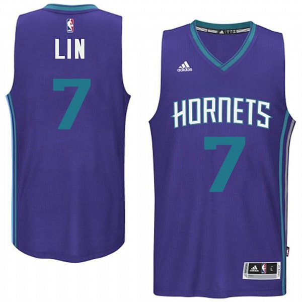 Men's  Jeremy Lin charlotte Hornets #7 Road Purple Jersey