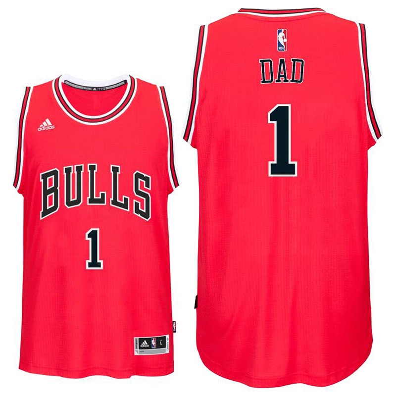 Men's  Father's Day Gift-Chicago Bulls #1 Dad Logo Jersey Red