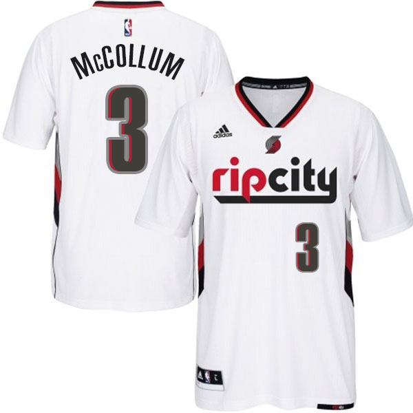 Men's  Blazers #3 C.J. McCollum Rip City White Sleeved Jersey