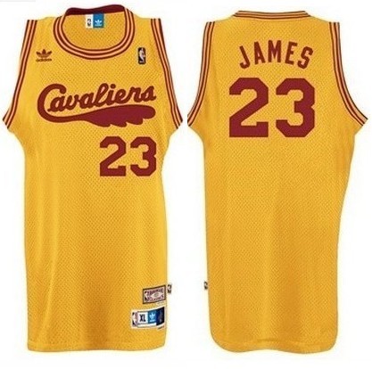 Men's  Cleveland Cavaliers #23 LeBron James Retro Yellow Jersey