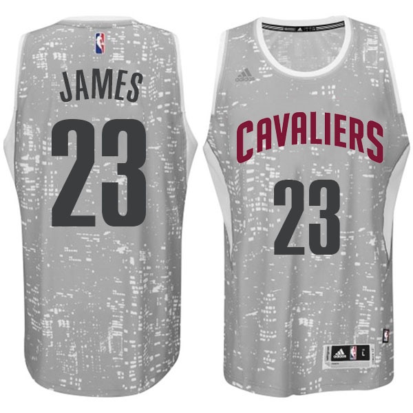 Men's  Cleveland Cavaliers #23 LeBron James City Jersey Light Grey