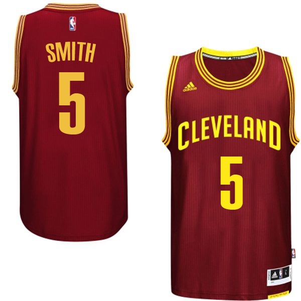 Men's  Cleveland #5 JR Smith Road Wine Red Jersey