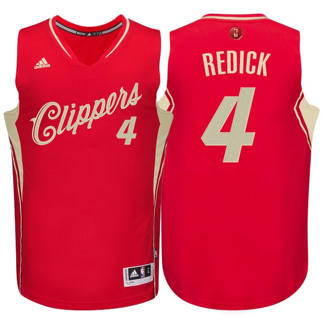 Men's  Clippers #4 J.J. Redick 2015 Christmas Jersey Red