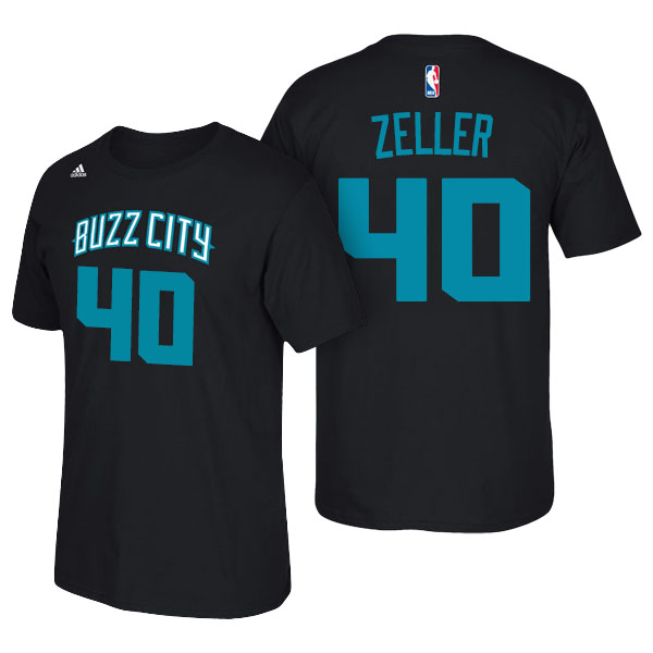 Men's  Cody Zeller Charlotte Hornets Adidas Net Number Black T-shirt