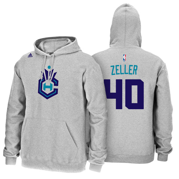 Men's  Cody Zeller Charlotte Hornets Adidas Name Number Gray Pullover Hoodie