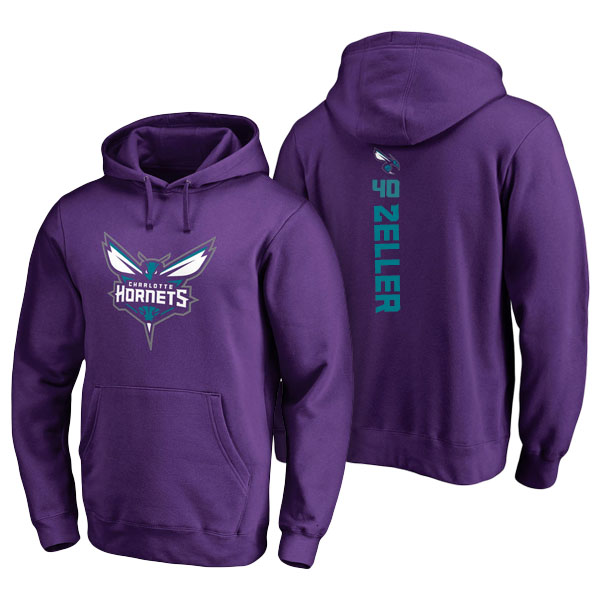 Men's  Cody Zeller Charlotte Hornets Fanatics Branded Backer Purple Pullover Hoodie