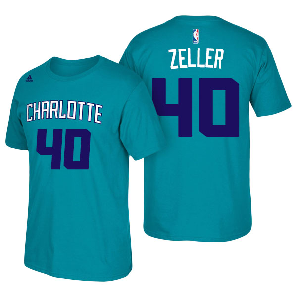 Men's  Cody Zeller Charlotte Hornets Adidas Net Number Teal T-shirt