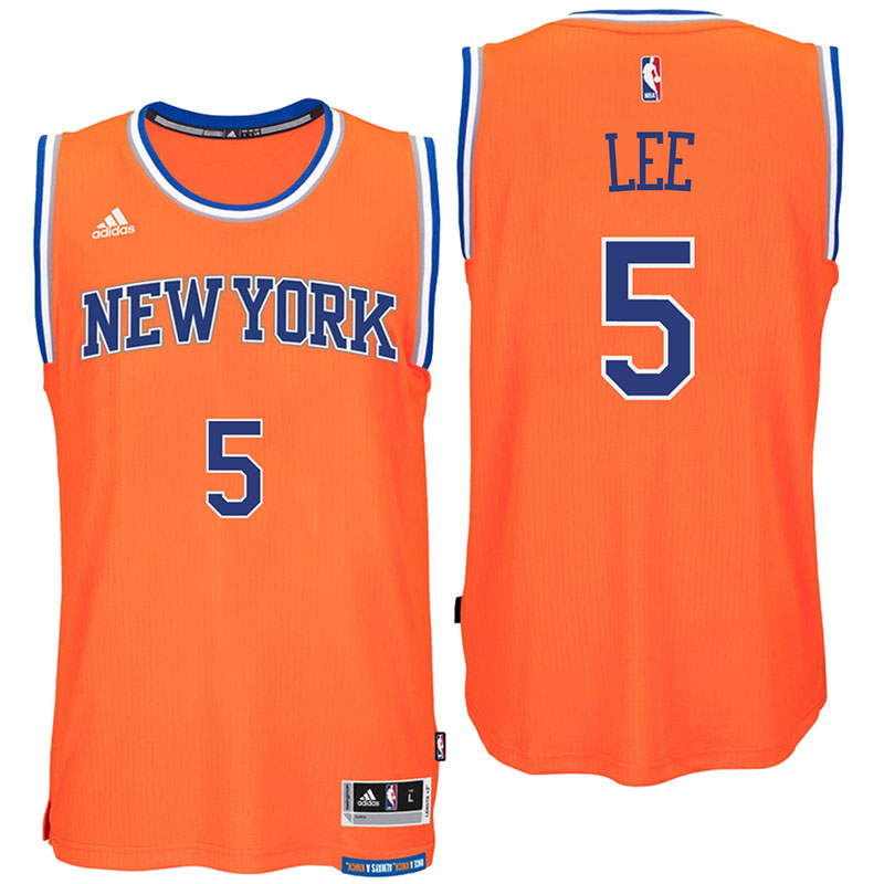 Men's  New York Knicks# 5 Courtney Lee 2016-17 Orange Jersey